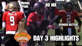 Bo Nix vs Michael Penix vs Spencer Rattler GOING AT IT  Senior Bowl Practice Day 3 Highlights 🎯 [upl. by Yelkao]