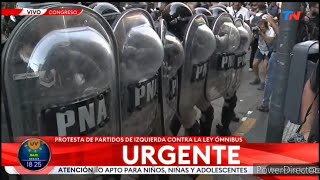 Gendarmeria Policia Federal y Prefectura reprimen a subversivos en Plaza Congreso 31 enero 2024 [upl. by Crudden882]