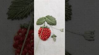 Strawberry Embroidery with Raised Chain Stitch shorts embroidery strawberry threadart [upl. by Rotsen195]