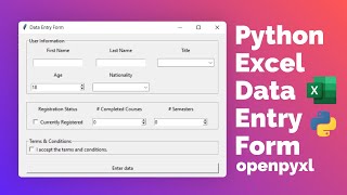 Python Excel Data Entry Form with Tkinter tutorial for beginners  Python GUI project openpyxl [upl. by Kemp]