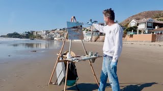 REFLECTIONS plein air OIL PAINTING coastal california [upl. by Hartmann538]