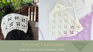 Crochet Bandana  Hair Scarf With Pattern [upl. by Lewanna]