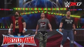 WWE 2K17 Recreation quotStone ColdquotShawn Michaels and Mick Foley returns at Wrestlemania 32 [upl. by Yelkreb]