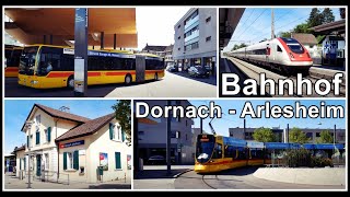 Zug Bus und Tram am Bahnhofe DornachArlesheim BLSO Schweiz 2020 [upl. by Nahsar]