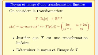 Noyau et image d’une transformation linéaire noyau image algebre [upl. by Wallace863]