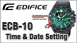 ECB10 EDIFICE Module 5618 How to Set Time Date Home City DTS 1224H Key Tone Light Setting ✌ [upl. by Fraze]