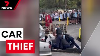 Police drew their weapons and dramatically apprehended a car thief in Gosford  7NEWS [upl. by Alcock]