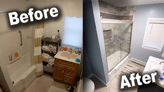 Bathroom Remodel TimeLapse  DIY Renovation Start to Finish [upl. by Aseeram]