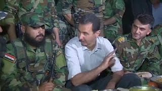 Syria Assad pays rare frontline visit [upl. by Enram]