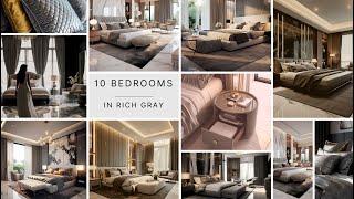 10 Modern Rich Gray Bedroom ideas A Luxurious Tour with 10 Luxury Master Bedroom interior designs [upl. by Trix]