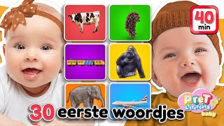 Pretlettertjes Baby TV • 30 Eerste Woordjes Special • Woordjes leren met Nederlandse baby filmpjes [upl. by Sunda708]