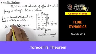 Class 11 Physics  Fluid Dynamics  17 Torricellis Theorem  For JEE amp NEET [upl. by Nedearb]