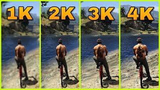 GTA 5 RESOLUTION COMPARISON 1k vs 2k vs 3k vs 4k [upl. by Cobb]