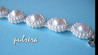 DIY  Pulsera todo perlas para novias  Bracelet all pearls for brides [upl. by Gnuj51]