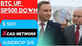 Dziwna sprawa BTC UP a SP500 Down🧐🧐 AIRDROP 500 XCAD NFT rynek zaczyna powoli startować [upl. by Nylareg621]