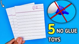 5 No Glue Paper Crafts  Paper Toys [upl. by Hayila202]