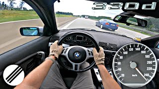 BMW E46 330d STAGE 2 TOP SPEED DRIVE ON GERMAN AUTOBAHN🏎 [upl. by Kunkle]