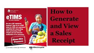 eTIMS HOW TO GENERATE AND VIEW A SALES RECEIPT  Service traders only [upl. by Macmillan]