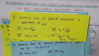 2 Simple Tricks to solve Daltons Law Applicable or not Applicable questions easily by Komali Mam [upl. by Nana548]