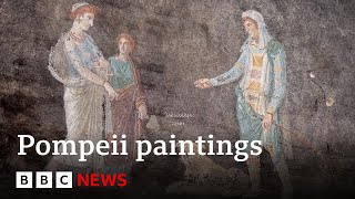 New paintings discovered in Pompeii excavation  BBC News [upl. by Yrogiarc455]