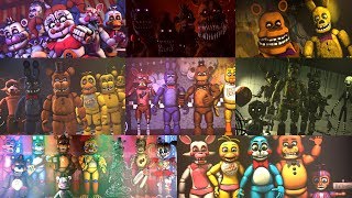 FNAF ALL ANIMATRONICS 2018  FNAF1  FNAF6 Cannoned timeline [upl. by Hareehahs]