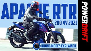 2021 TVS Apache RTR 200 4V  Riding modes and upgrades explained  PowerDrift [upl. by Oyr404]