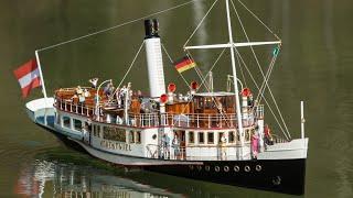 RC Modellboot Eigenbau Halbsalon Schaufelraddampfer Hohentwiel vom Bodensee an einem windigen Tag [upl. by Gradeigh]