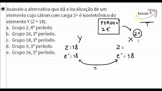 Localizando na tabela um elemento cujo cátion com carga 2 é isoeletrônico do elemento Y Z18 [upl. by Merat]