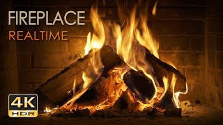 4K HDR Fireplace REALTIME  6 Hours  Relaxing Fire Burning Video amp Crackling Sounds  NO LOOP  UHD [upl. by Siuqcram]