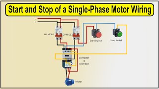 How to Make Start and stop of a singlephase motor Wiring Diagram  Singlephase motor Wiring [upl. by Margery]