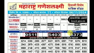 maharashtra ganesh laxmi diwali special monthly draw 4pm 06112024 [upl. by Langham]