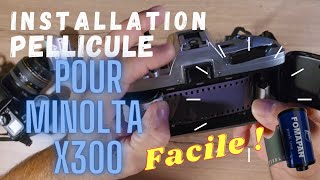 Comment installer une pellicule photo dans un Minolta X300 argentique [upl. by Edmon282]