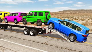 Flatbed Truck Mcqueen  Transportation with Truck  Pothole vs Car 197  BeamNGDrive [upl. by Airlee]