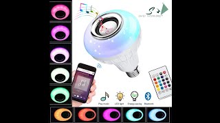 Bluetooth Speaker Bulb Smart LED RGB  Remote Control Wireless Audio Music Multi Color Lamp 12W [upl. by Macdonell]