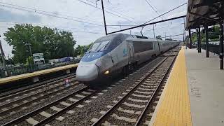 Acela Express 2162 racing by Levittown Station with hornshows 632024 [upl. by Chiaki]