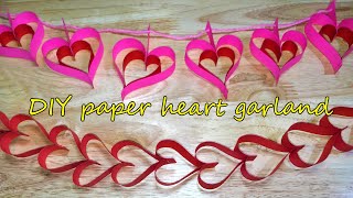 DIY Heart Garland  Valentines Day  Decoration Ideas  Paper Heart [upl. by Soiritos]