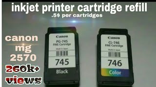 Canon pixma mg 2570s2470 cartridges refill Inkjet printer cartridge refill 100 working and Reset [upl. by Ubald749]