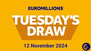 euromillions Draw Live Tonight  euromillions Draw Live Results for tuesday 12 November 2024 [upl. by Denn]