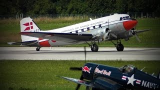 Danish Dakota Friends Douglas C47A Skytrain DC3 LOW PASSLANDING  Salzburg Airport Full HD [upl. by Beane]