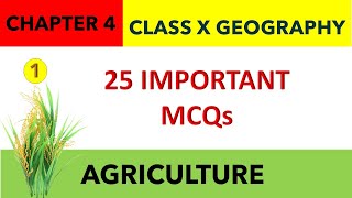 261  MCQs Class10 GEOGRAPHY chapter 4  AGRICULTURE MCQs  Sst Class 10 CHAPTER 4 MCQs 1 [upl. by Aicetel210]