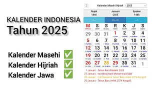 Kalender Masehi Hijriah Jawa Tahun 2025  Kalender Indonesia [upl. by Wyon]