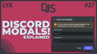 Discord Modal Interactions  DiscordJS Series  27 [upl. by Zetnahs]