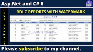 How to add watermark to RDLC report in aspnet c  Watermark in RDLC Report  By CodeWithGopi [upl. by Leahcir]