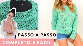 BLUSA DE TRICÔ PASSO A PASSO  Tricô Fácil por blogbyday  Projeto 293 [upl. by Flosi347]