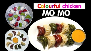 Colourful Chicken momo Recipe Home made Colour And MO MO  Chicken mo mo recipe [upl. by Roath]