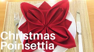 Christmas Poinsettia Napkin fold 2022 [upl. by Johanan]