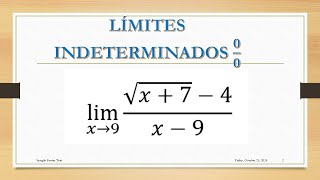 Límites indeterminados 00 Por Racionalización [upl. by Nitsoj742]