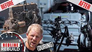 Rusty to running Chevy Stovebolt 6 engine rebuild time lapse  Redline Rebuild S3E5 [upl. by Yremogtnom500]