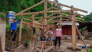 Construction Process Of New Kitchen Frame Farm Expansion  Family Farm [upl. by Petrina]