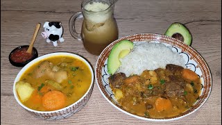 ♨️Típico Ecuatoriano🇪🇨SOPA DE POLVO DE ALVERJAS🥘 ESTOFADO DE CORAZÓN🍲 Y JUGO DE NARANJILLA🍹❤️♨️ [upl. by Germann255]